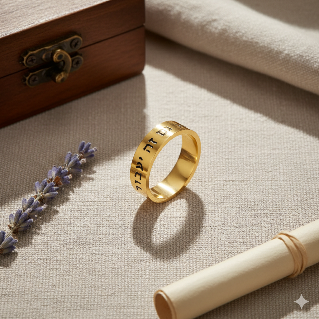 Timeless Hebrew Blessing Ring – Stainless Steel