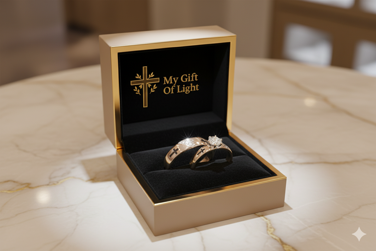Elegant Cross Couples Rings - In Silver