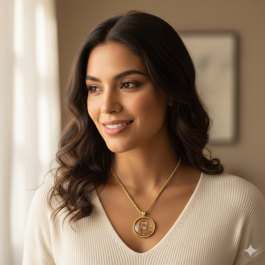 Virgin Mary Medal Necklace – Gold & Silver