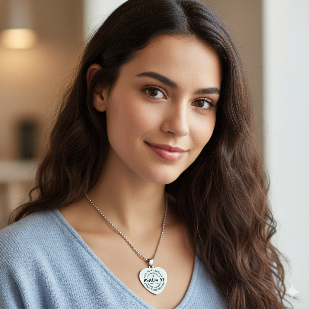 Psalm 91 Faith Necklace – Silver