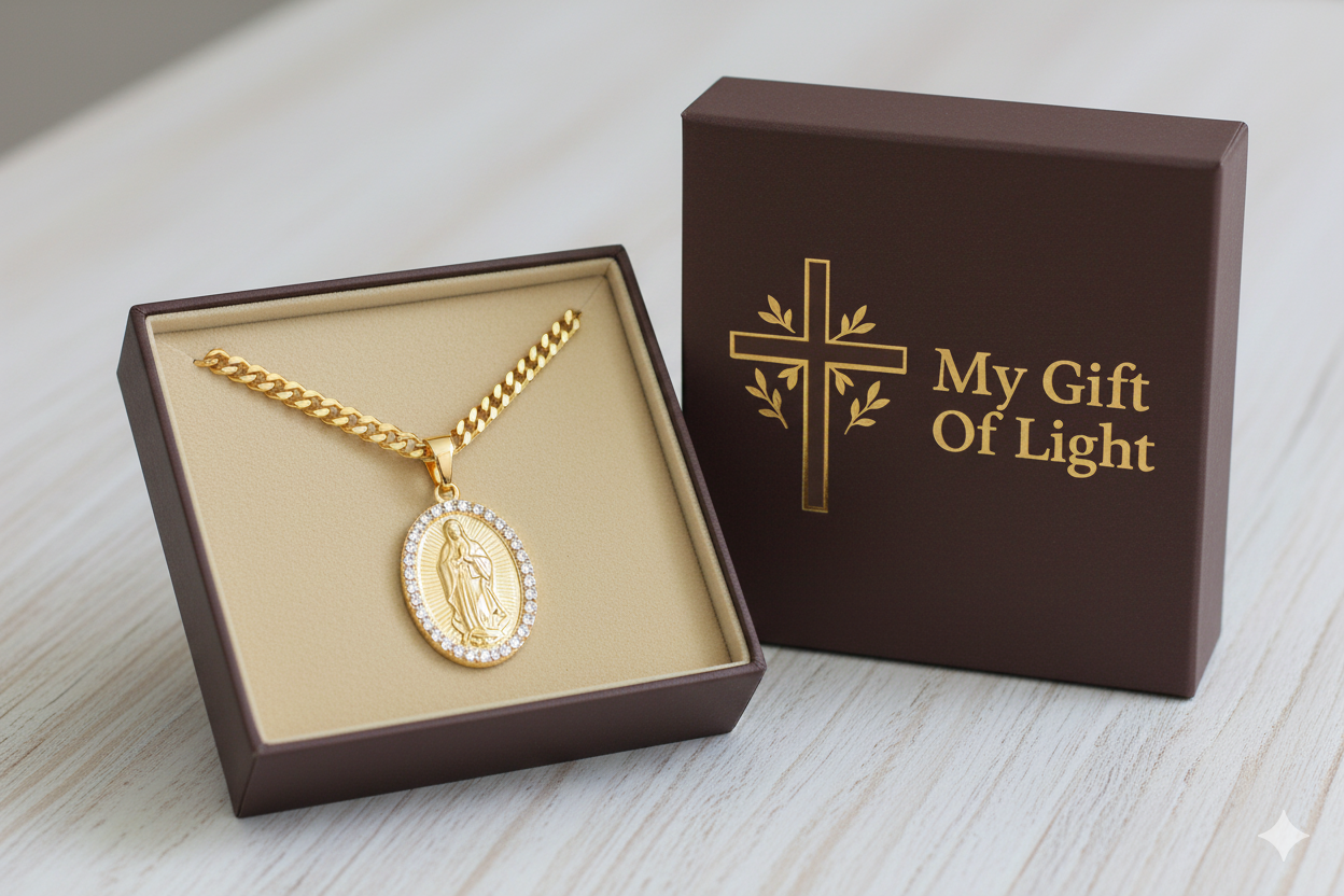 Virgin Mary Pendant Necklace – Gold