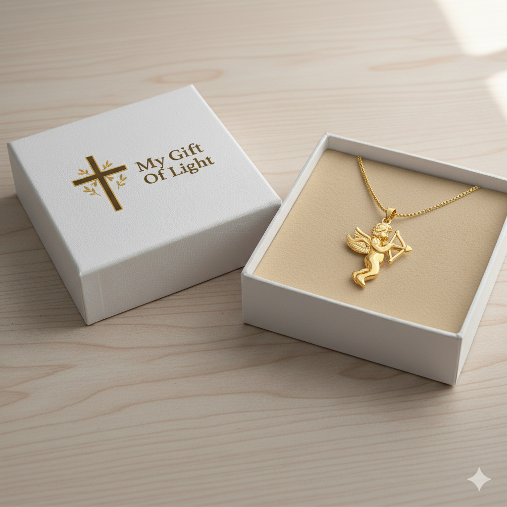 Angel Cupid Pendant Necklace – Gold Jewelry Gift