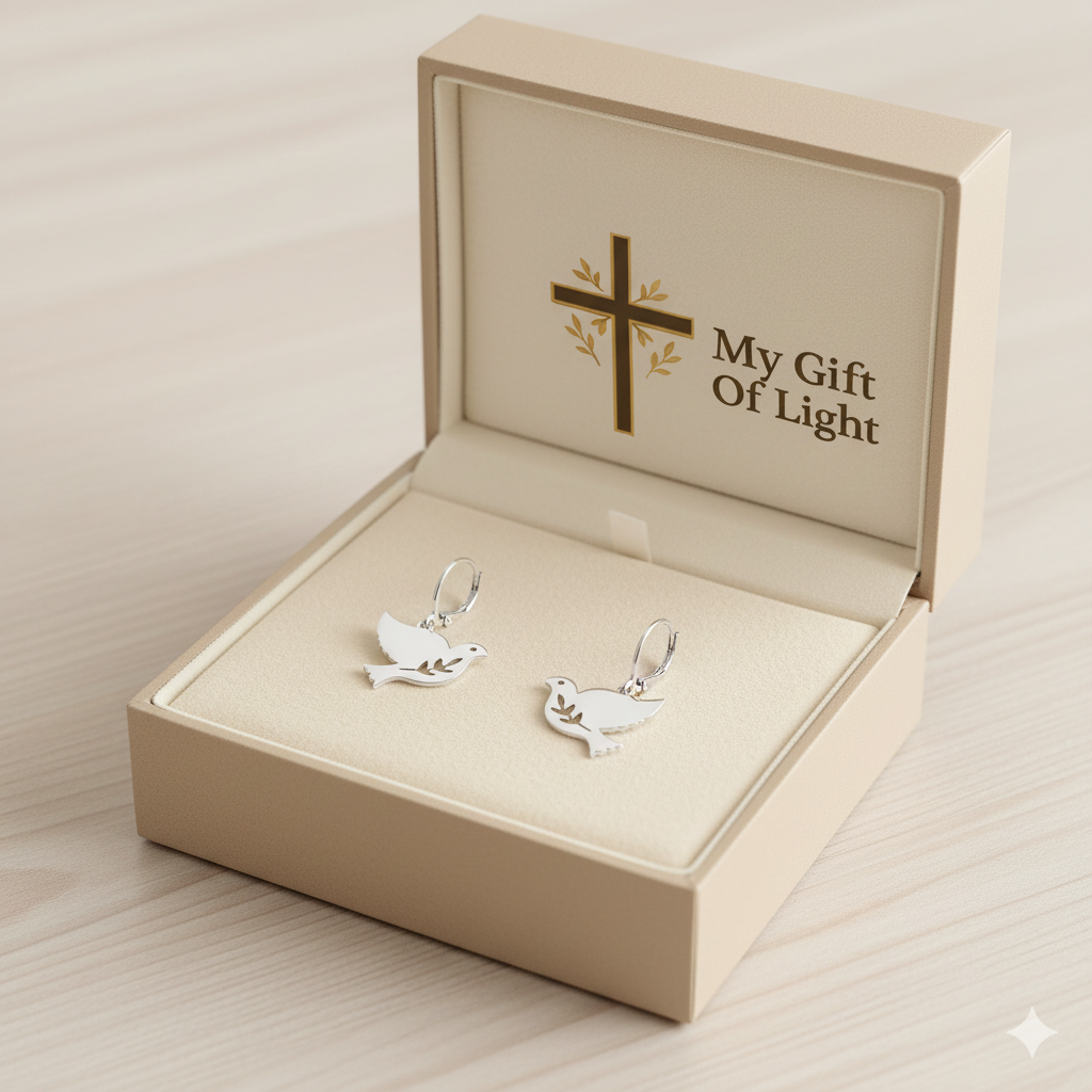 Peace Dove Hoop Earrings – In Silver