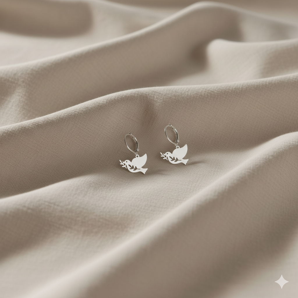 Peace Dove Hoop Earrings – In Silver