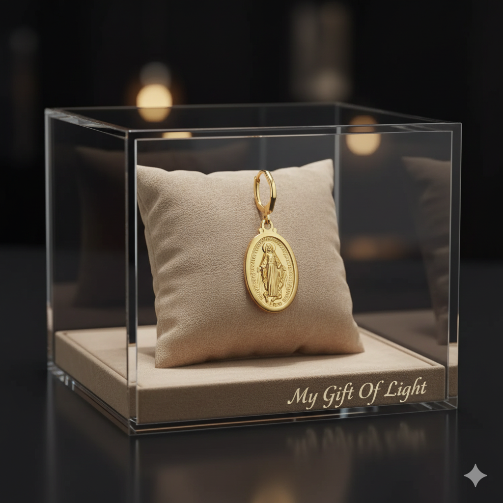 Gold Virgin Mary Cross Earrings