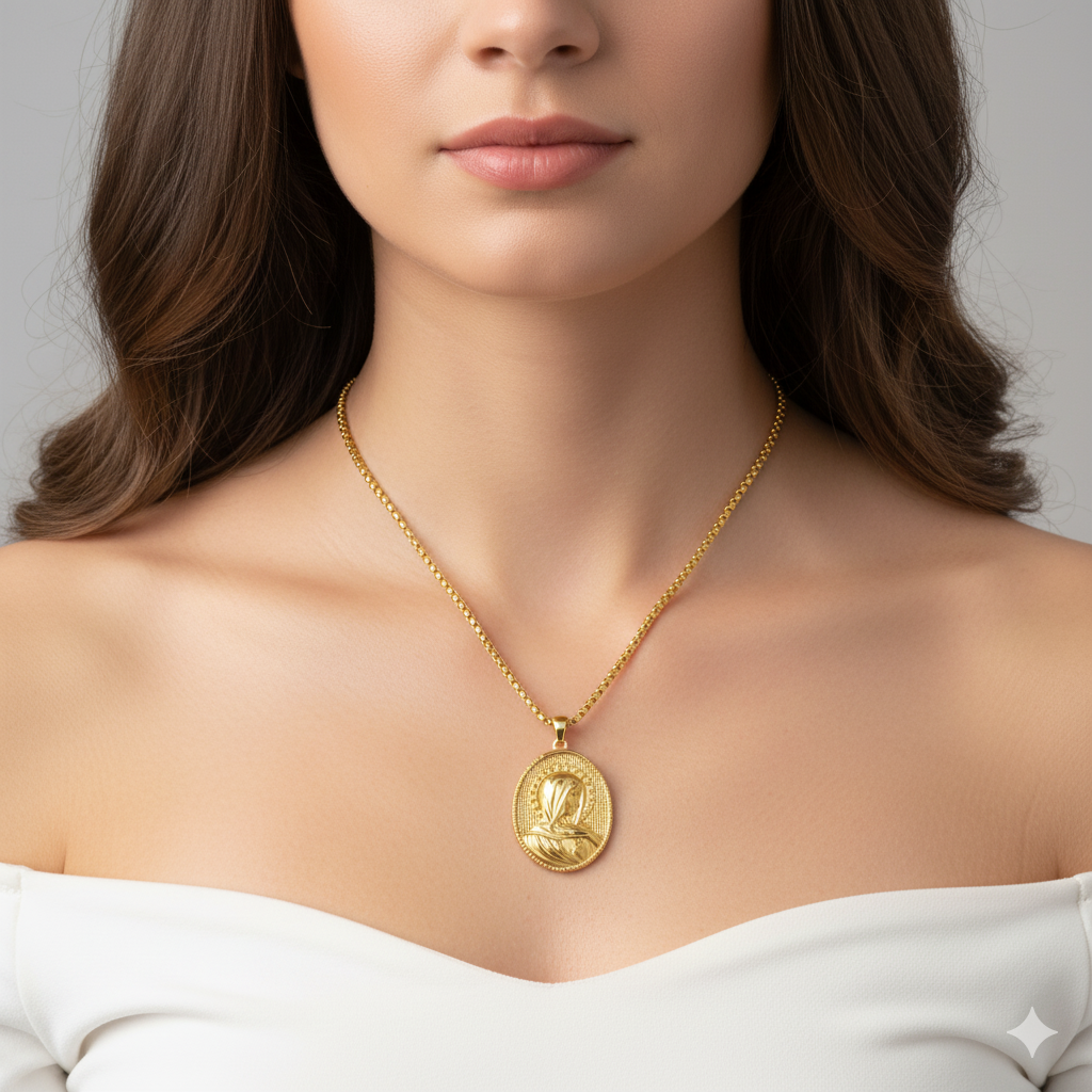 Gold Virgin Mary Necklace