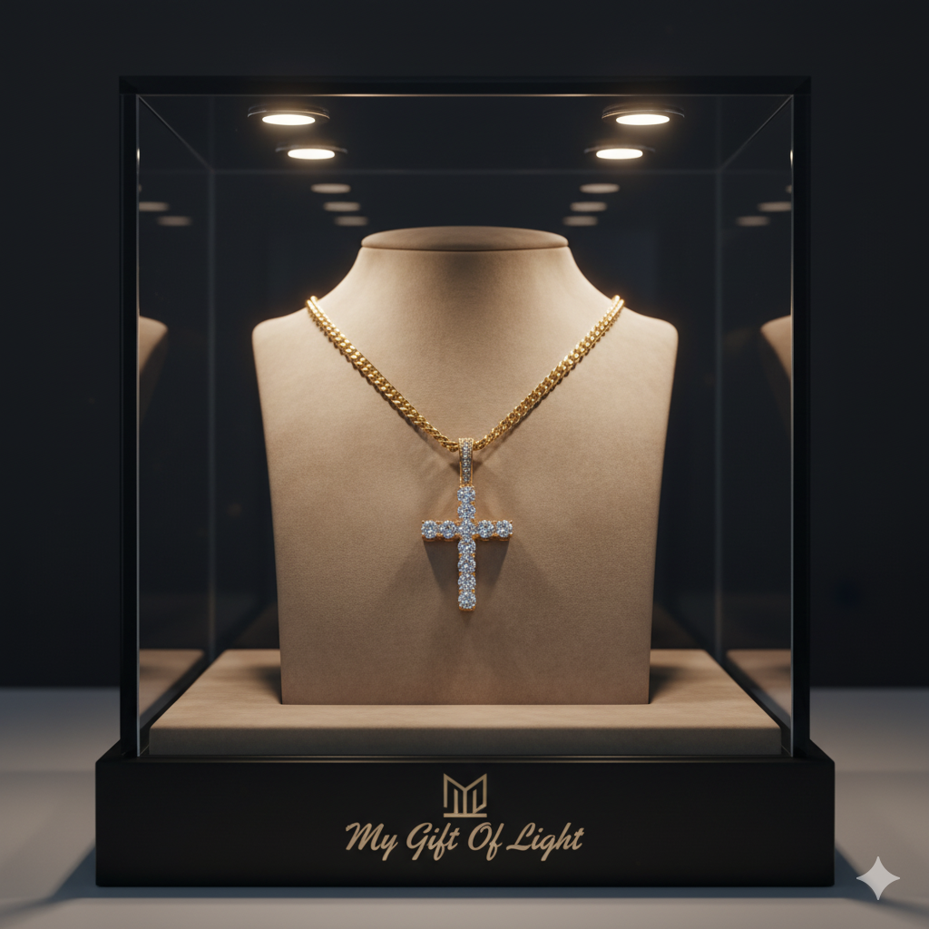 Radiant Cross Necklace for Men – Gold and Silver