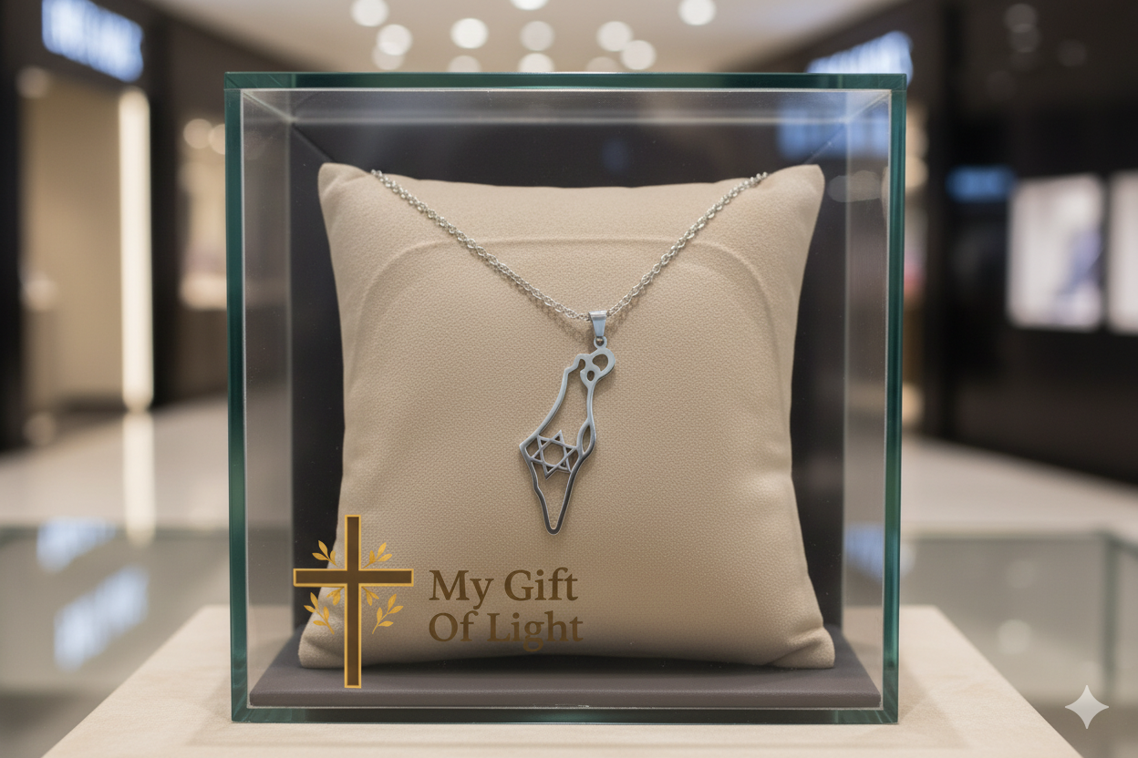 Israel Map & Star of David Necklace