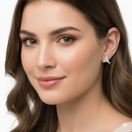 Angel Wings Crystal Earrings – Silver