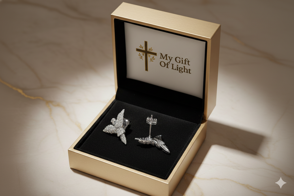 Angel Wings Crystal Earrings – Silver