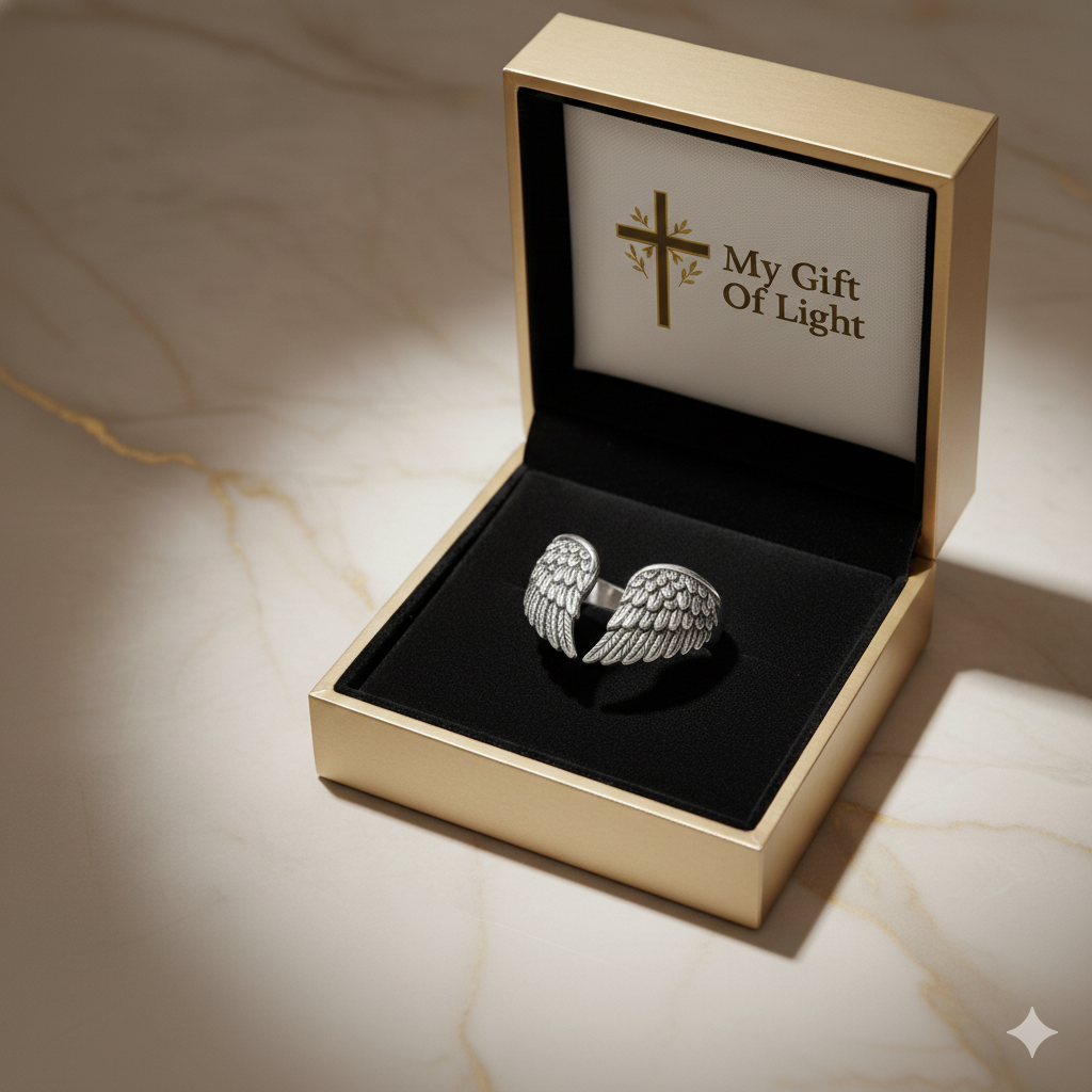 Angel Wing Heart Ring – Unisex Silver