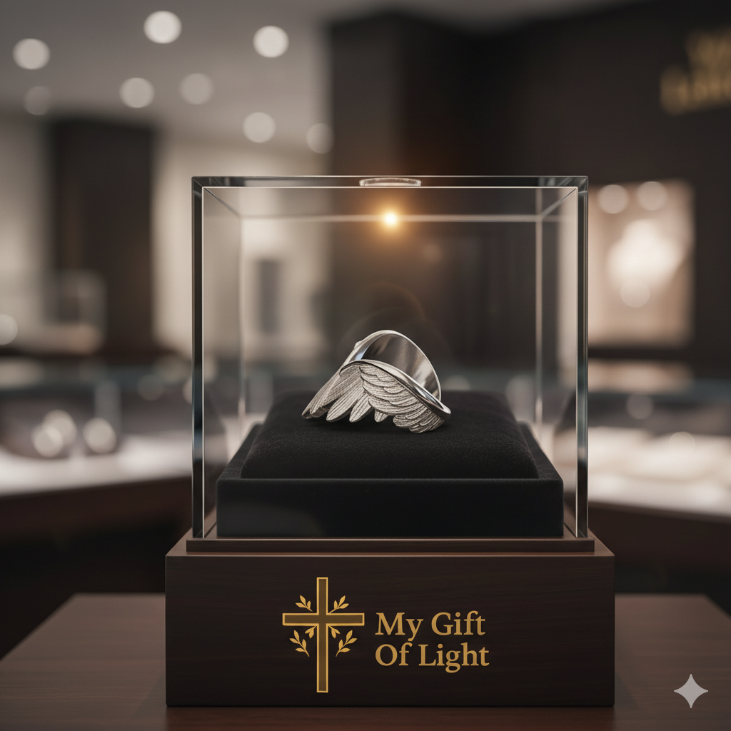 Angel Wing Heart Ring – Unisex Silver