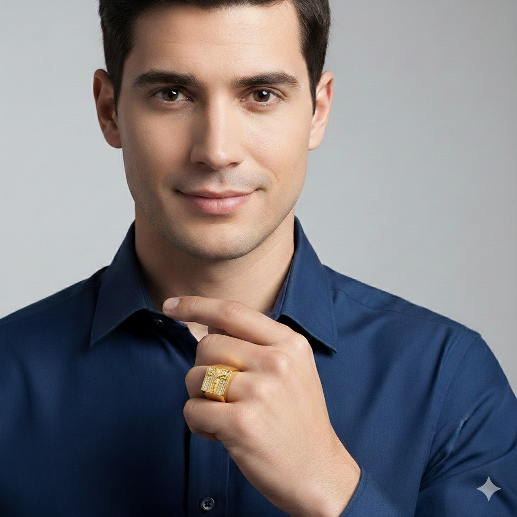 Gold Jesus Prayer Cross Ring for Men – Gold