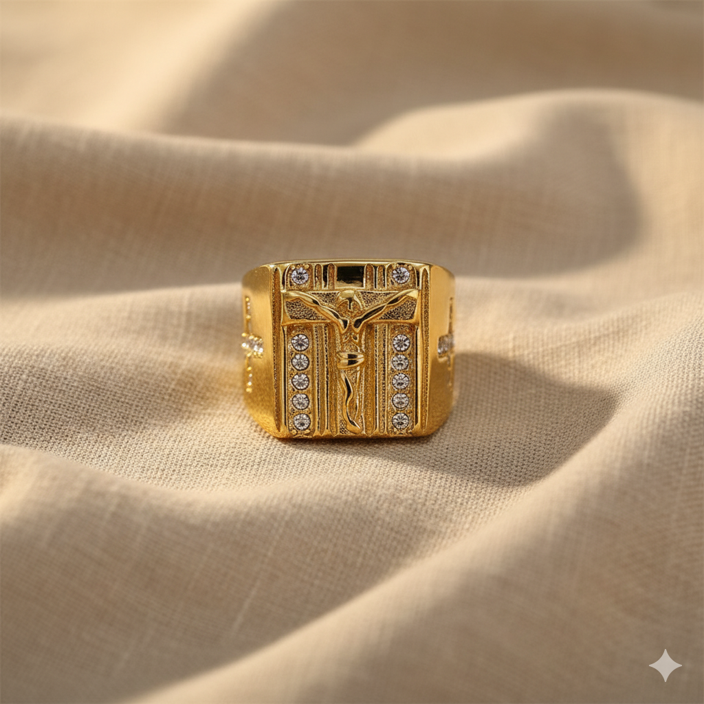 Gold Jesus Prayer Cross Ring for Men – Gold