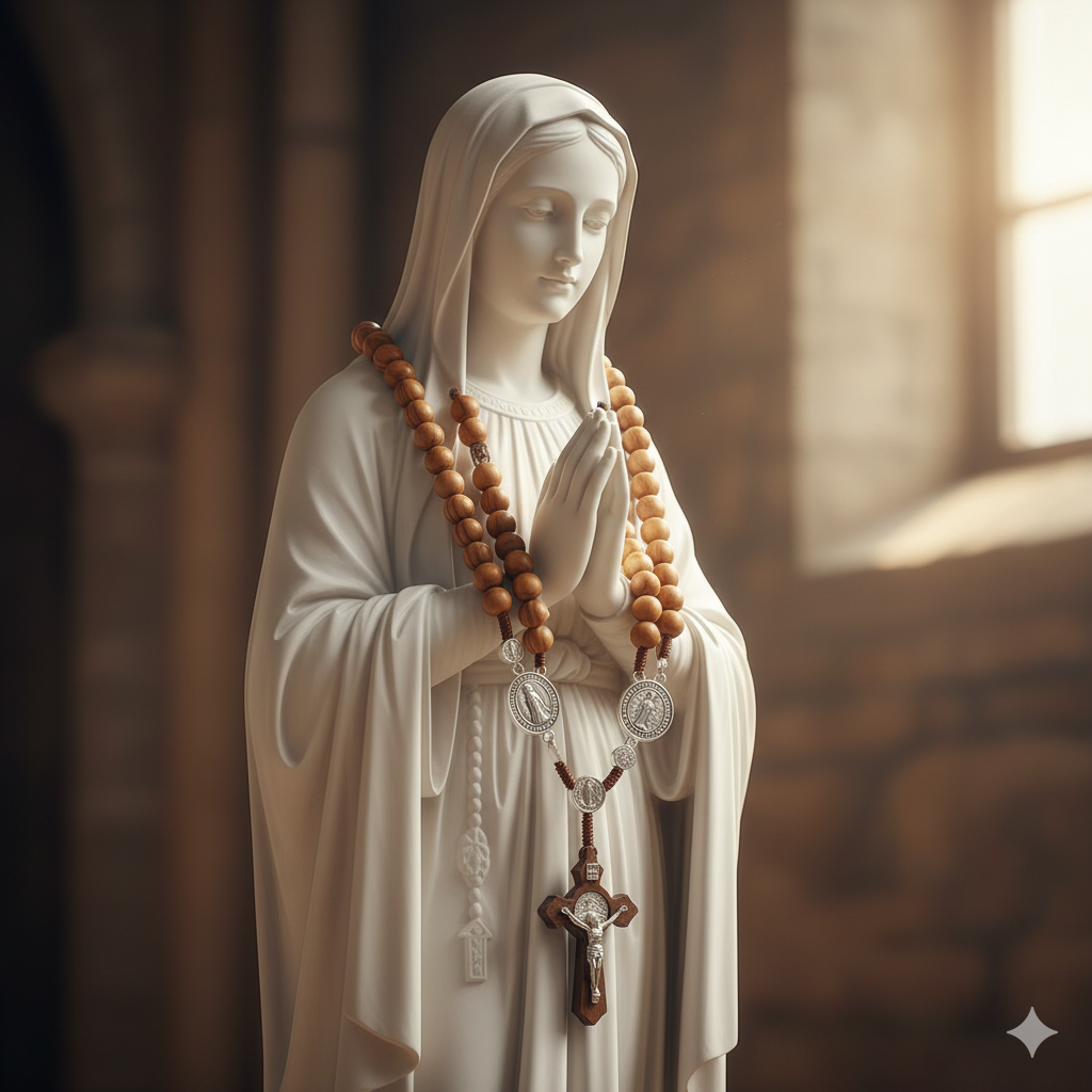 Catholic Wood Rosary Necklace – Religious Jewelry for Devotion