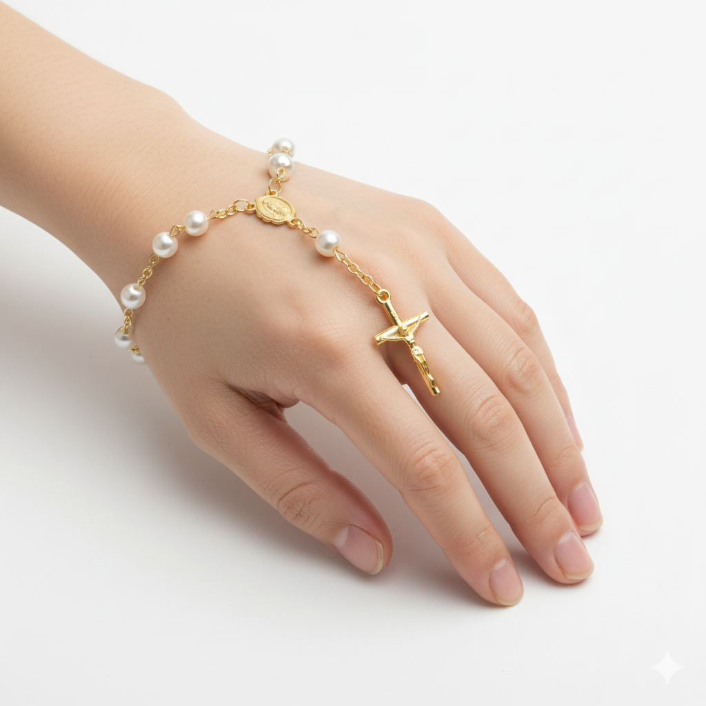 Catholic Mini Rosary Finger Bracelet