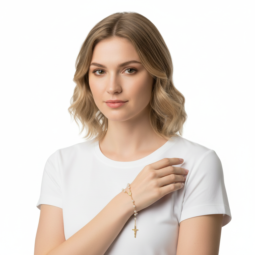 Catholic Mini Rosary Finger Bracelet