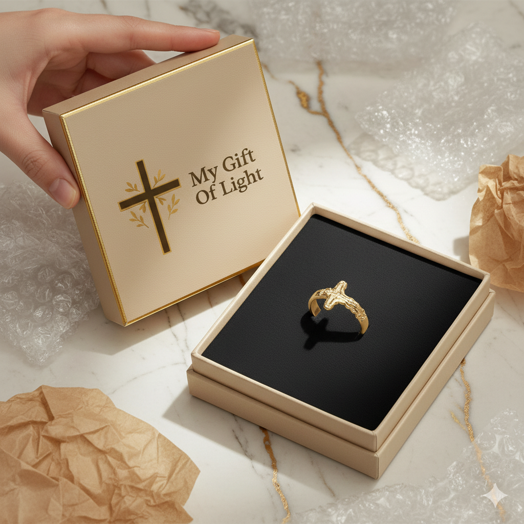 Jesus Cross Ring – In Gold
