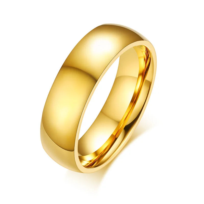 Vnox Classic Wedding Rings for Women Men Gold Color Stainless Steel Couple Band Anniversary Personalized Name Lovers Gift