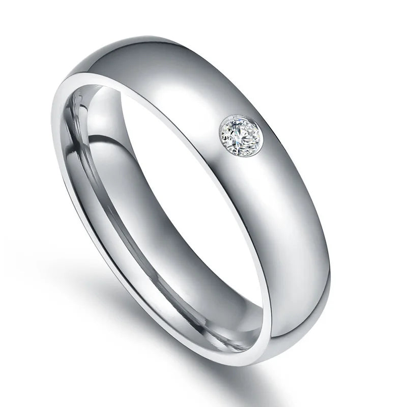 Vnox Classic Wedding Rings for Women Men Gold Color Stainless Steel Couple Band Anniversary Personalized Name Lovers Gift