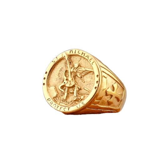 Archangel Amulet Cross Ring - Gold