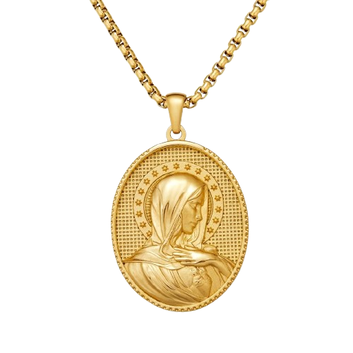 Gold Virgin Mary Necklace