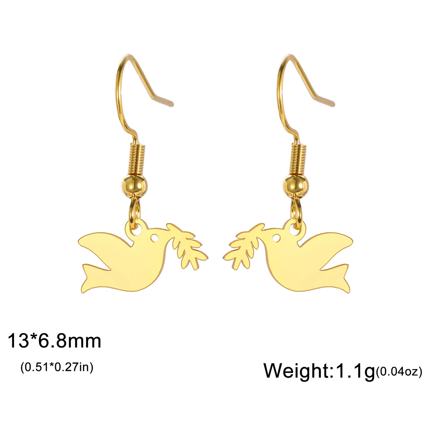 Simple Peace Dove Earrings Stainless Steel Peace Animal Logo Women's Earrings Fashion Party Jewelry Gifts