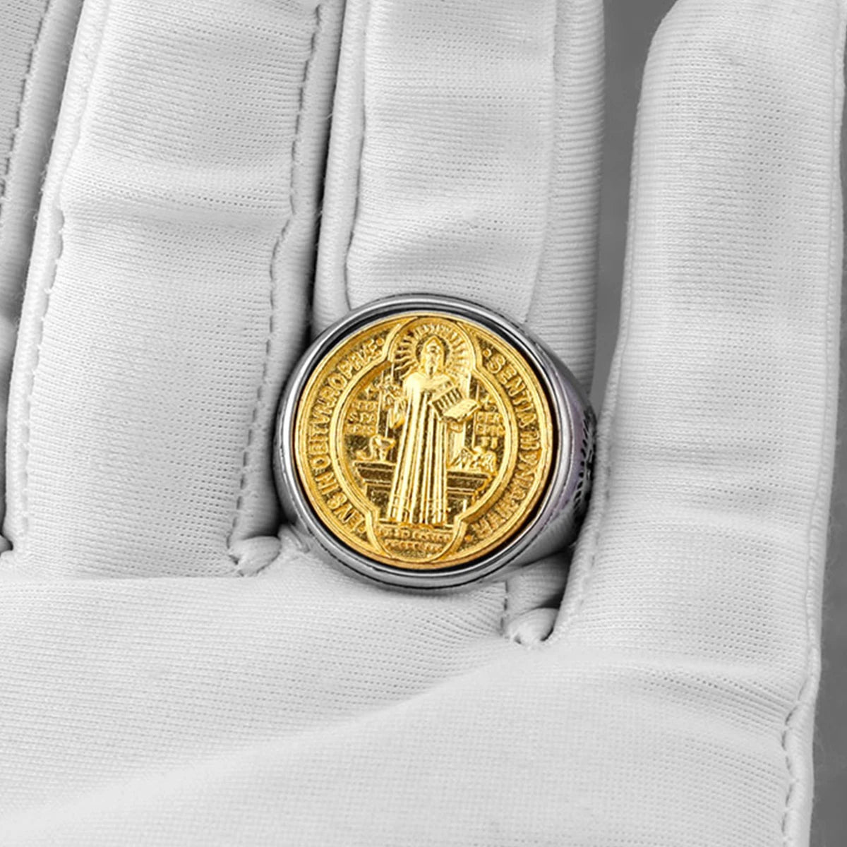 Classic Saint Benedict Cross Ring Men Women Stainless Steel Jesus Fashion Amulet Creative Punk Biker Jewelry Gift