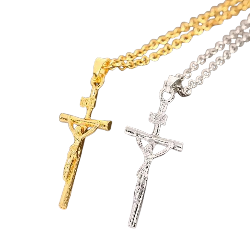 INRI Crucifix Pendant Necklace – Gold & Silver