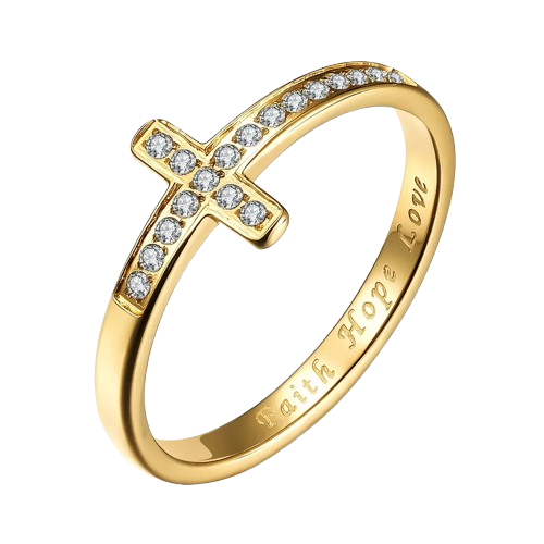 Elegant Cross Rhinestone Ring for Women