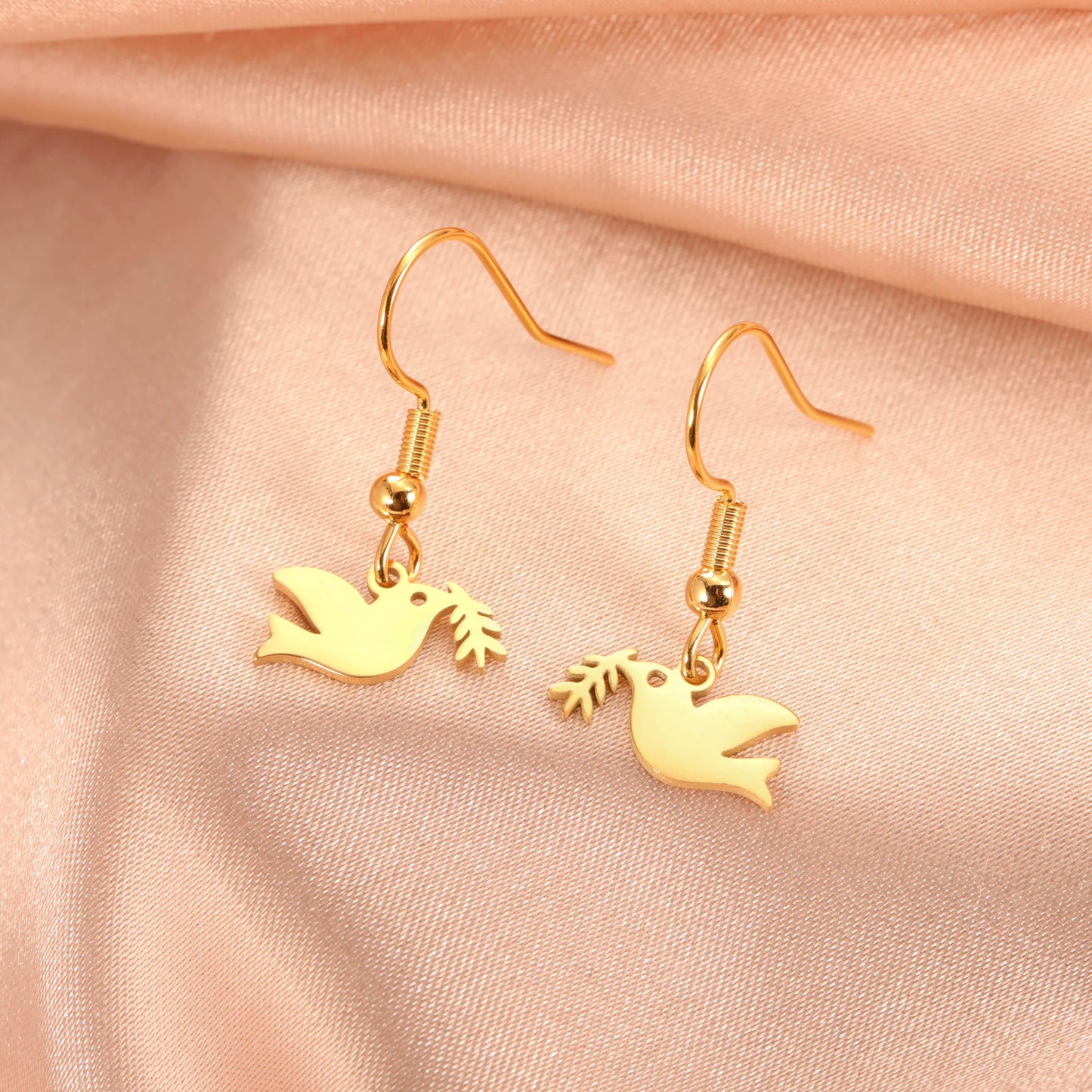 Simple Peace Dove Earrings Stainless Steel Peace Animal Logo Women's Earrings Fashion Party Jewelry Gifts