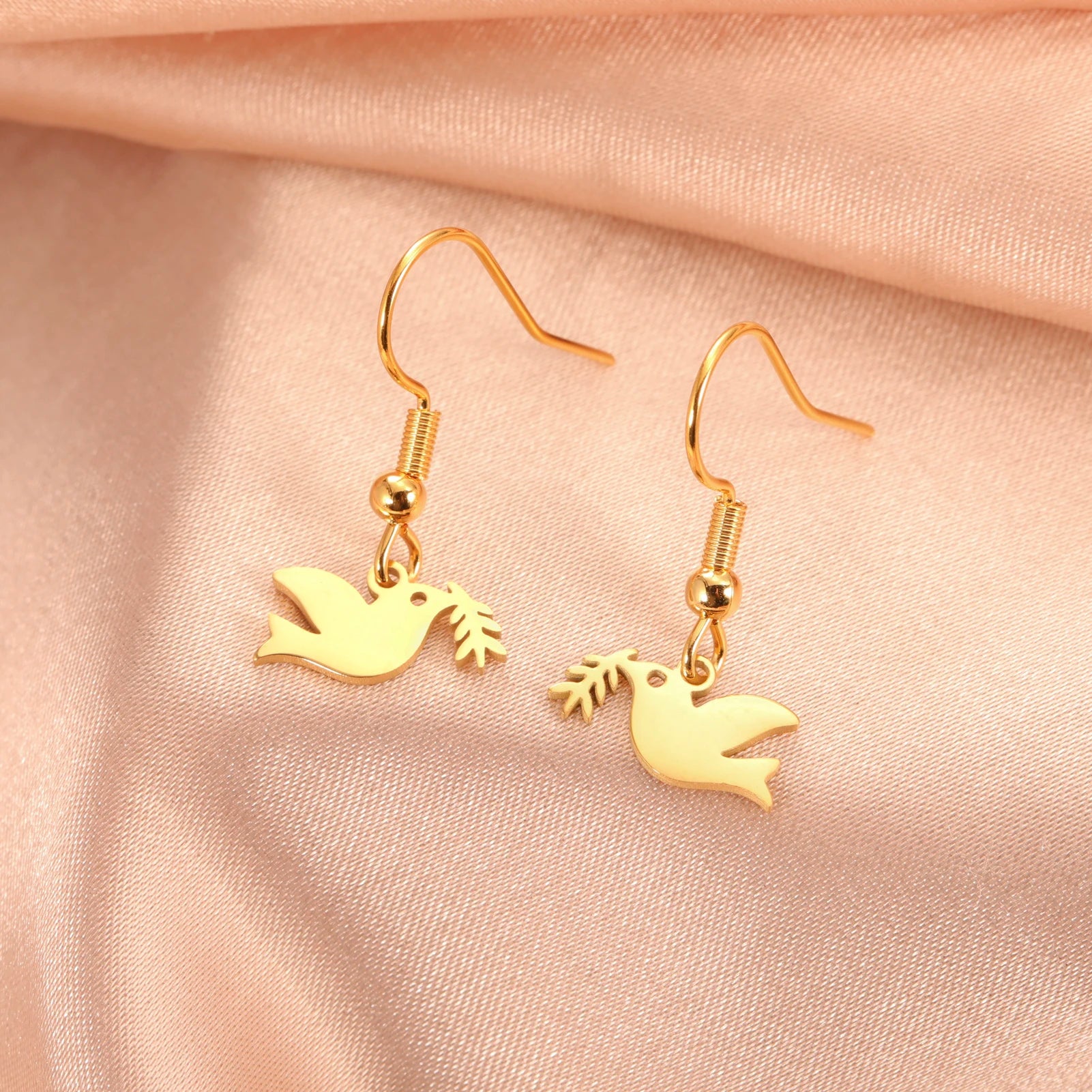 Simple Peace Dove Earrings Stainless Steel Peace Animal Logo Women's Earrings Fashion Party Jewelry Gifts