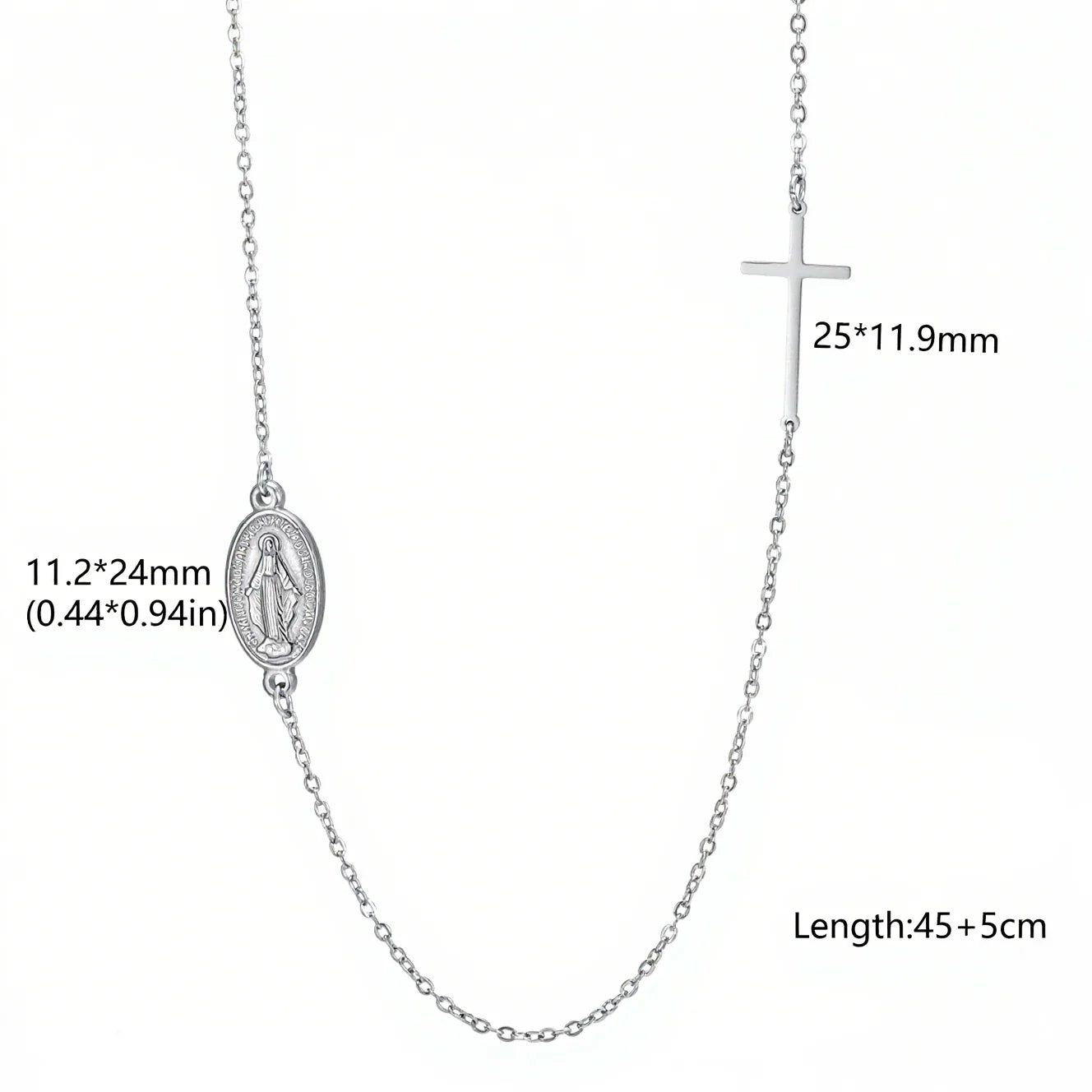Skyrim Religious Virgin Mary Cross Pendant Necklace for Women Stainless Steel Gold Color Necklaces Amulet Blessed Jewelry Gift