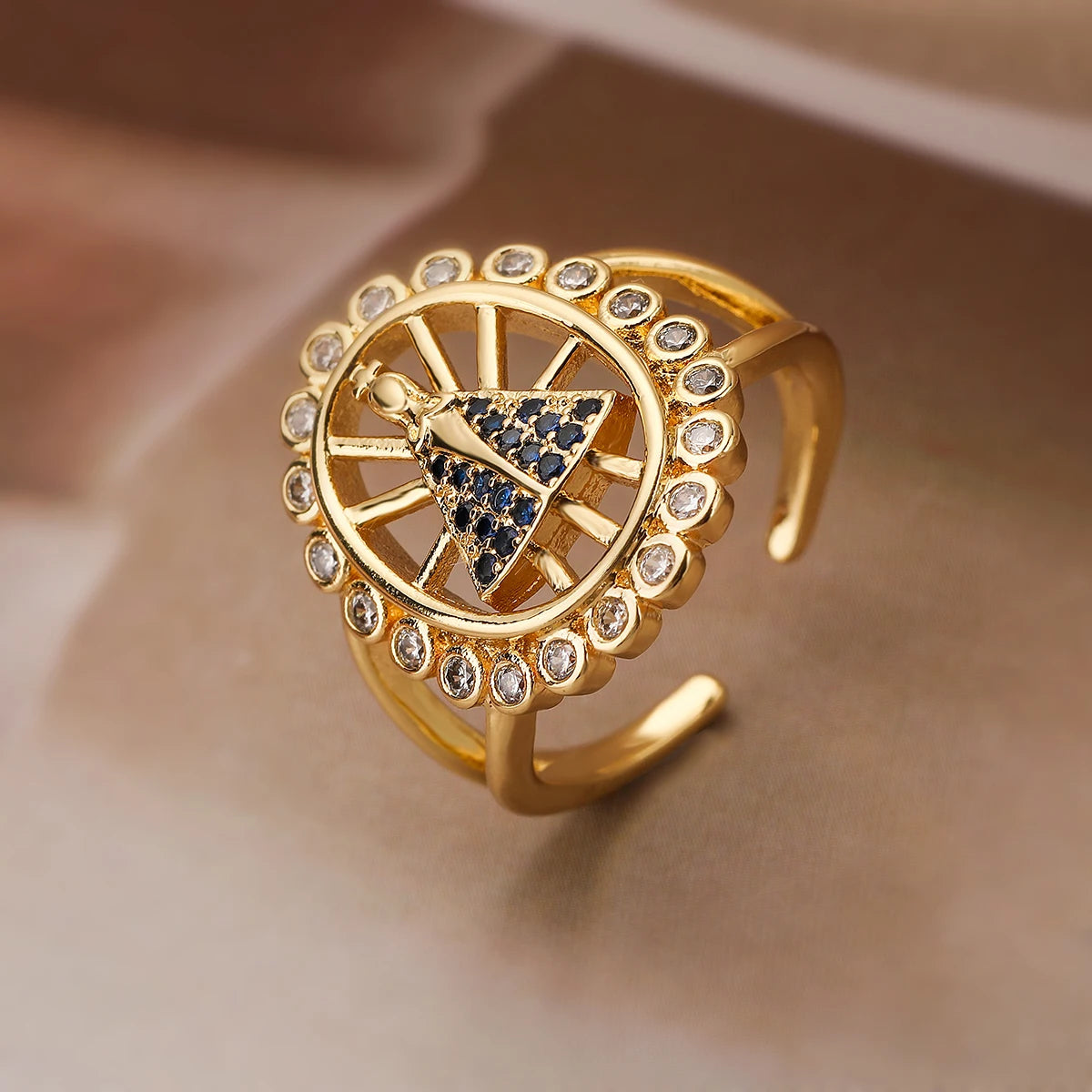 Vintage Virgin Mary Cubic Zirconia Adjustable Band Ring For Women Girls,Delicate Lady Party Wedding  Jewelry