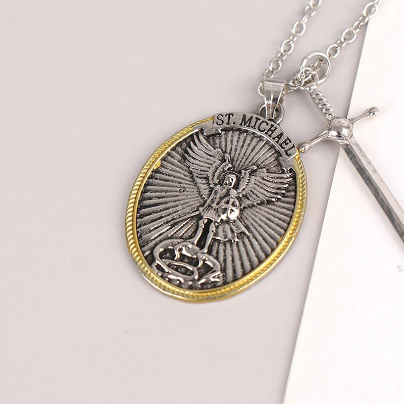 Catholic Patron Saint Pendant Michael St. Michael The Archangel Pendant Necklace