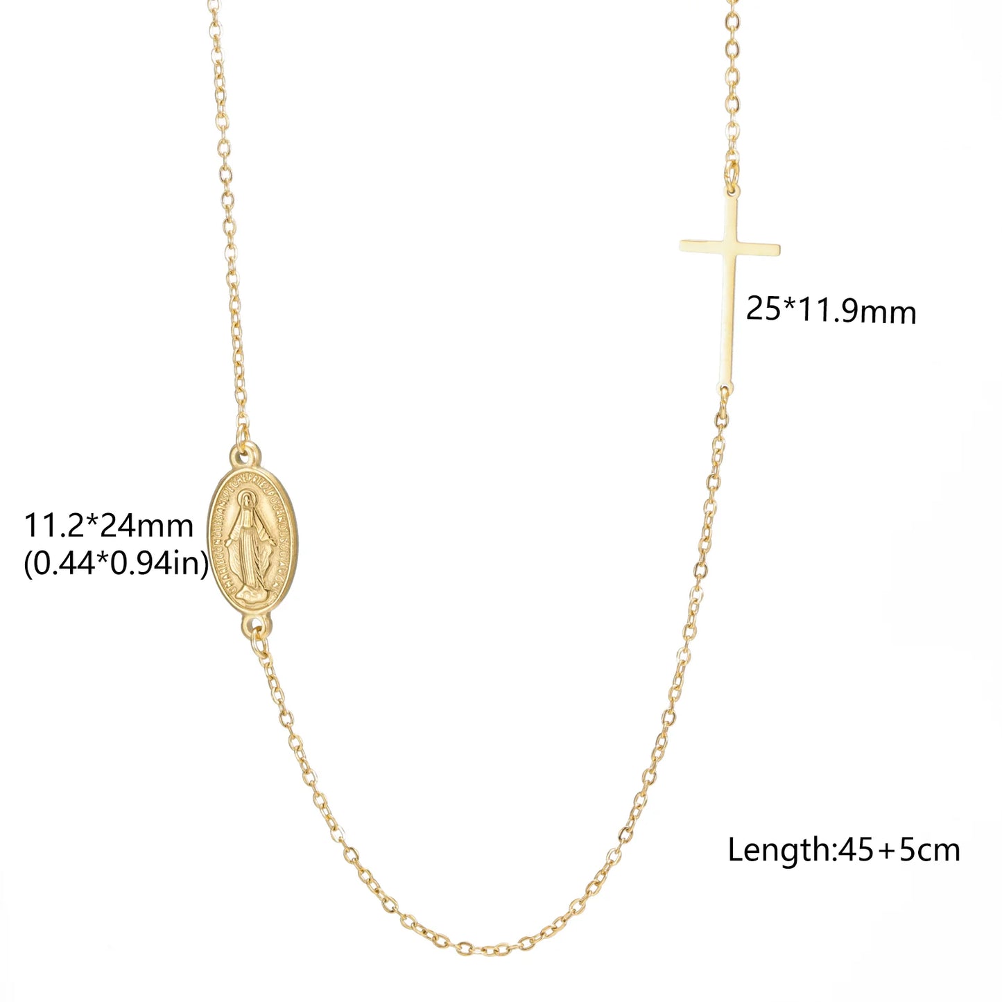 Skyrim Religious Virgin Mary Cross Pendant Necklace for Women Stainless Steel Gold Color Necklaces Amulet Blessed Jewelry Gift