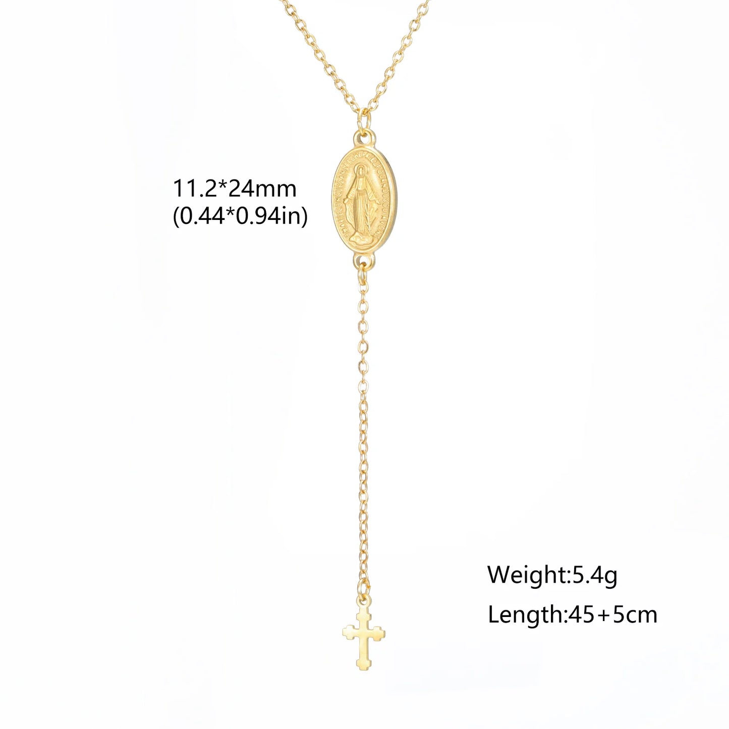 Skyrim Religious Virgin Mary Cross Pendant Necklace for Women Stainless Steel Gold Color Necklaces Amulet Blessed Jewelry Gift