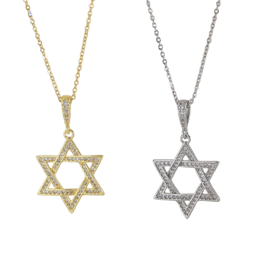 Pendant Necklace – Gold & Silver Star of David Jewelry
