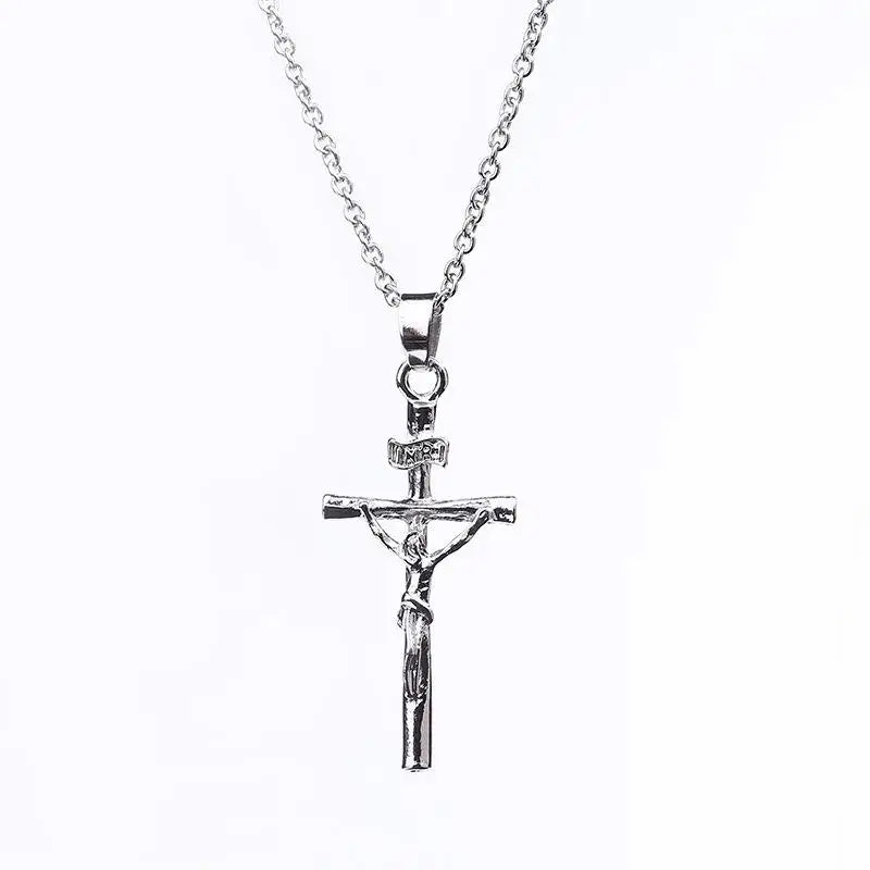 Fashion Plated INRI Crucifix Jesus Trendy Pendant Necklace Pendant Collar De Mujer