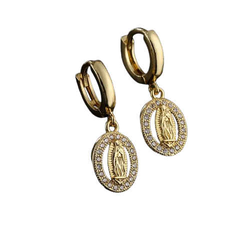 Virgin Mary Earrings – Gold Faith & Elegance