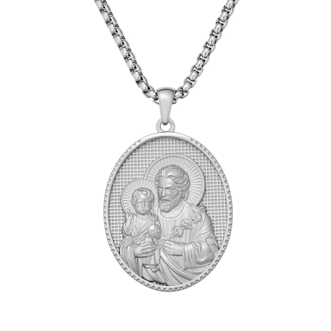 Saint Joseph Religious Christian Jesus Medal Necklace for Women Men Stainless Steel Gold Color Necklaces Gift Amulet Jewelry