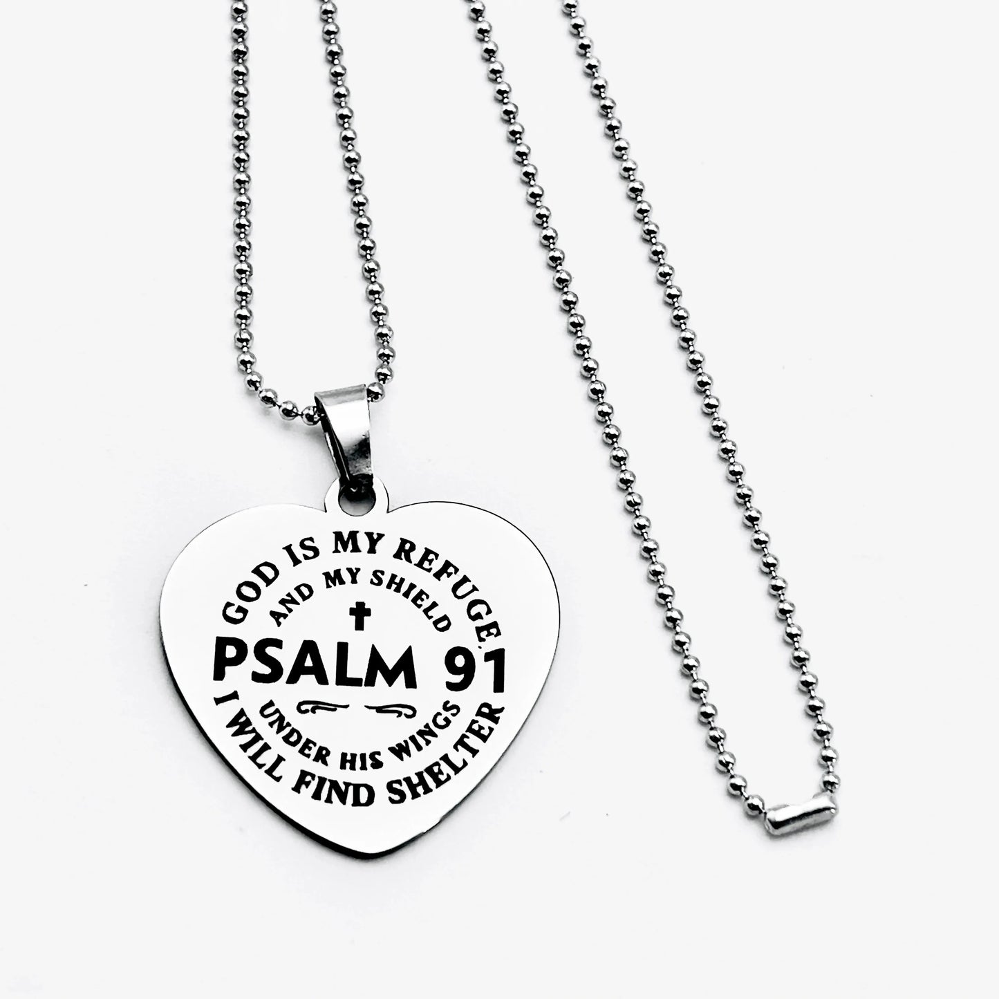 Psalm 91, Stainless steel necklace, perfect choice for Jesus religious faith, ideal gift for friends on holidays