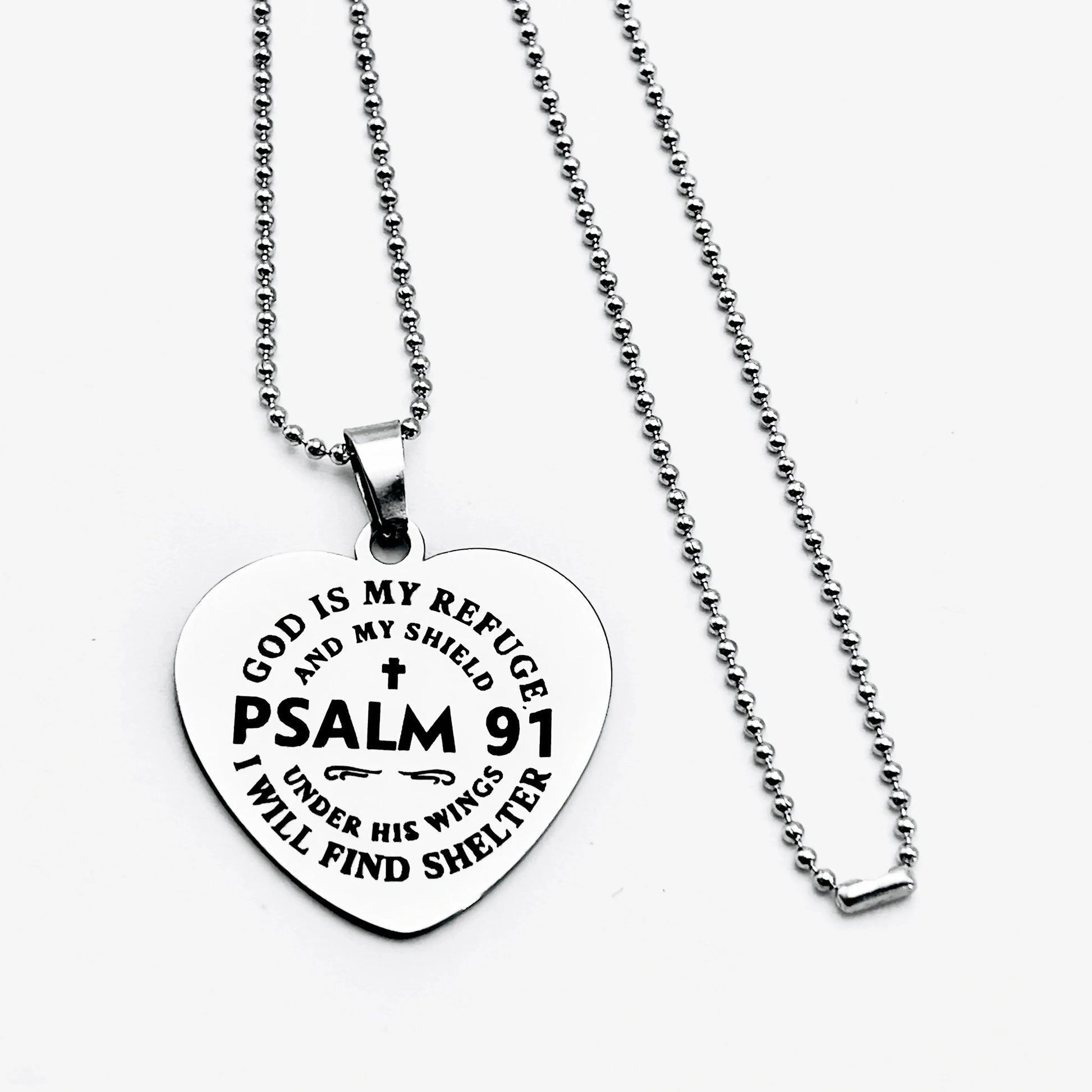 Psalm 91, Stainless steel necklace, perfect choice for Jesus religious faith, ideal gift for friends on holidays