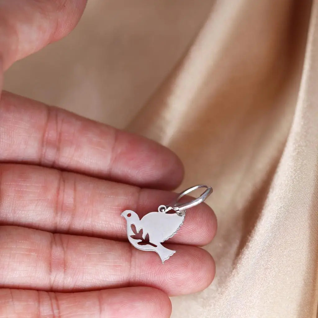QIMING Handmade Peace Dove Hoop Earrings Women Lovely Bird Animal Jewelry Boho Earrings Party Gift