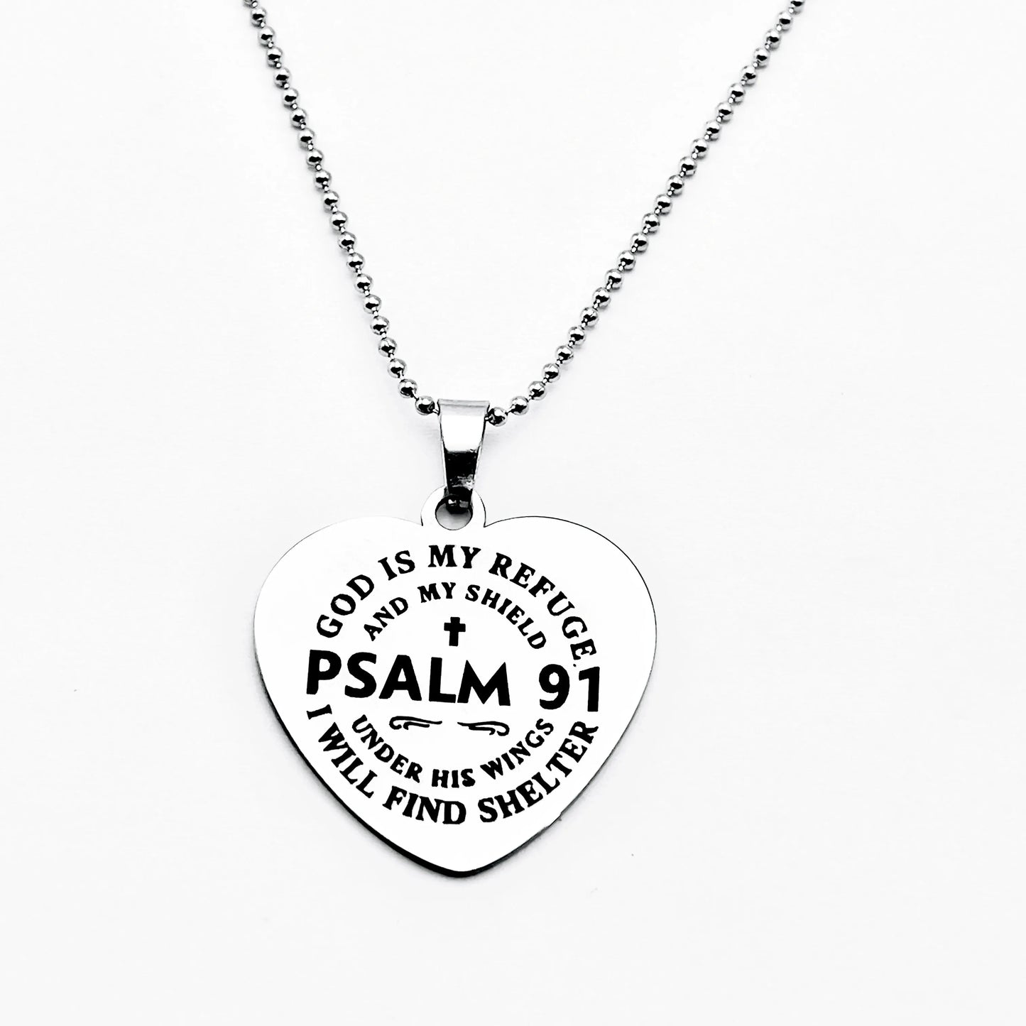 Psalm 91, Stainless steel necklace, perfect choice for Jesus religious faith, ideal gift for friends on holidays
