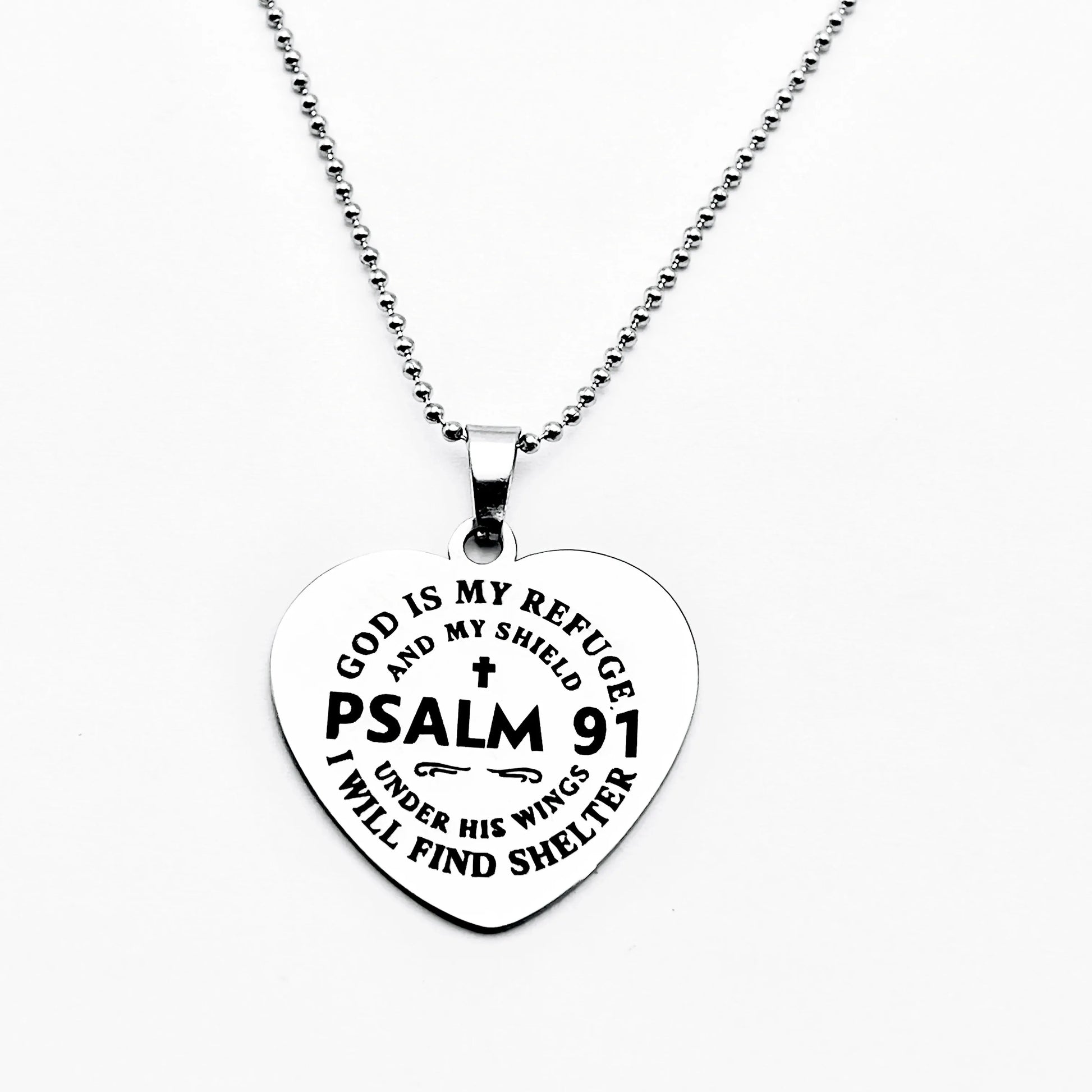 Psalm 91, Stainless steel necklace, perfect choice for Jesus religious faith, ideal gift for friends on holidays