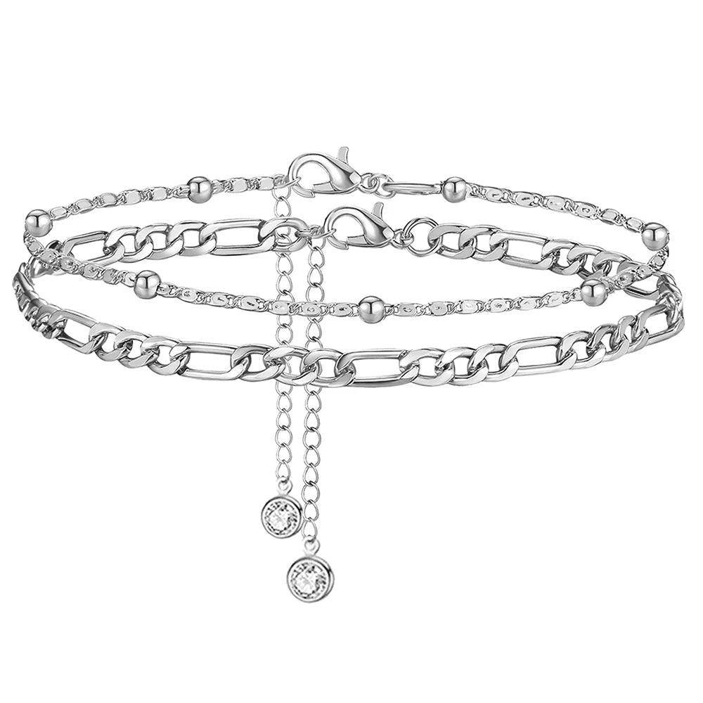 Fashion Stainless Steel Anklet For Women Turkey Blue Eye Of Evil Cross Charm Ankle Bracelet Waterproof Chain On Foot Jewelry