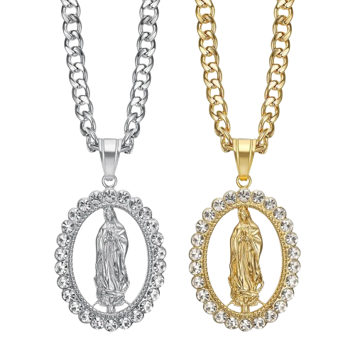 Virgin Mary Pendant Necklace – Gold