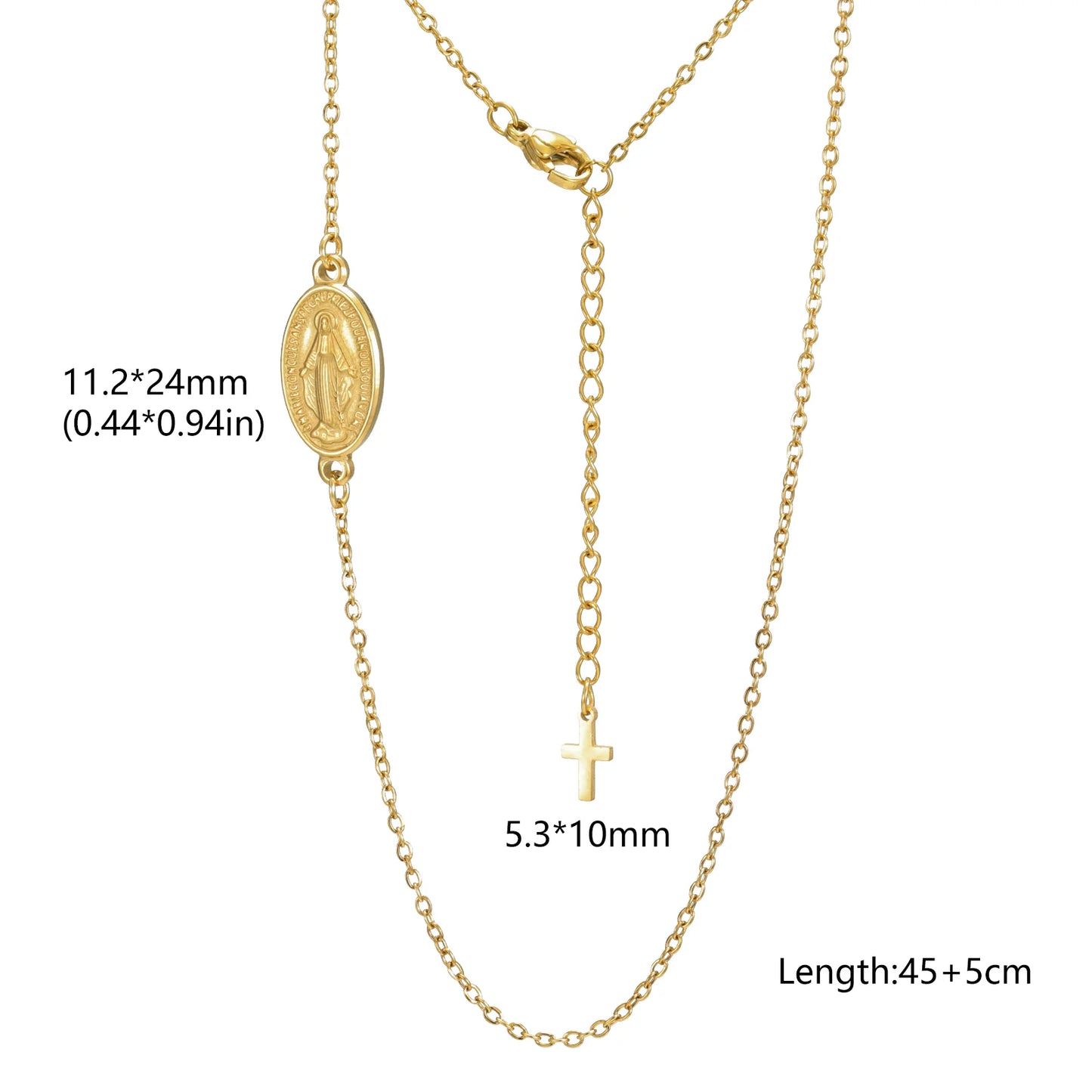 Skyrim Religious Virgin Mary Cross Pendant Necklace for Women Stainless Steel Gold Color Necklaces Amulet Blessed Jewelry Gift
