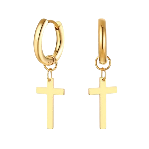 Cross Huggie Earrings – Hypoallergenic